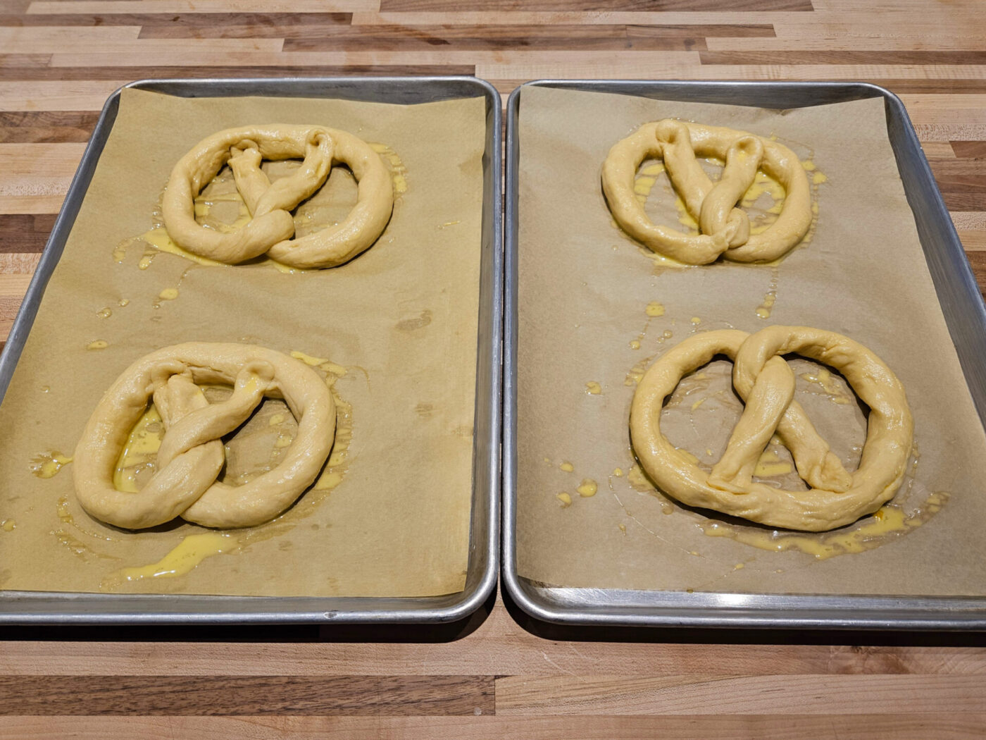 Czech Soft Pretzels Precliky after brushing