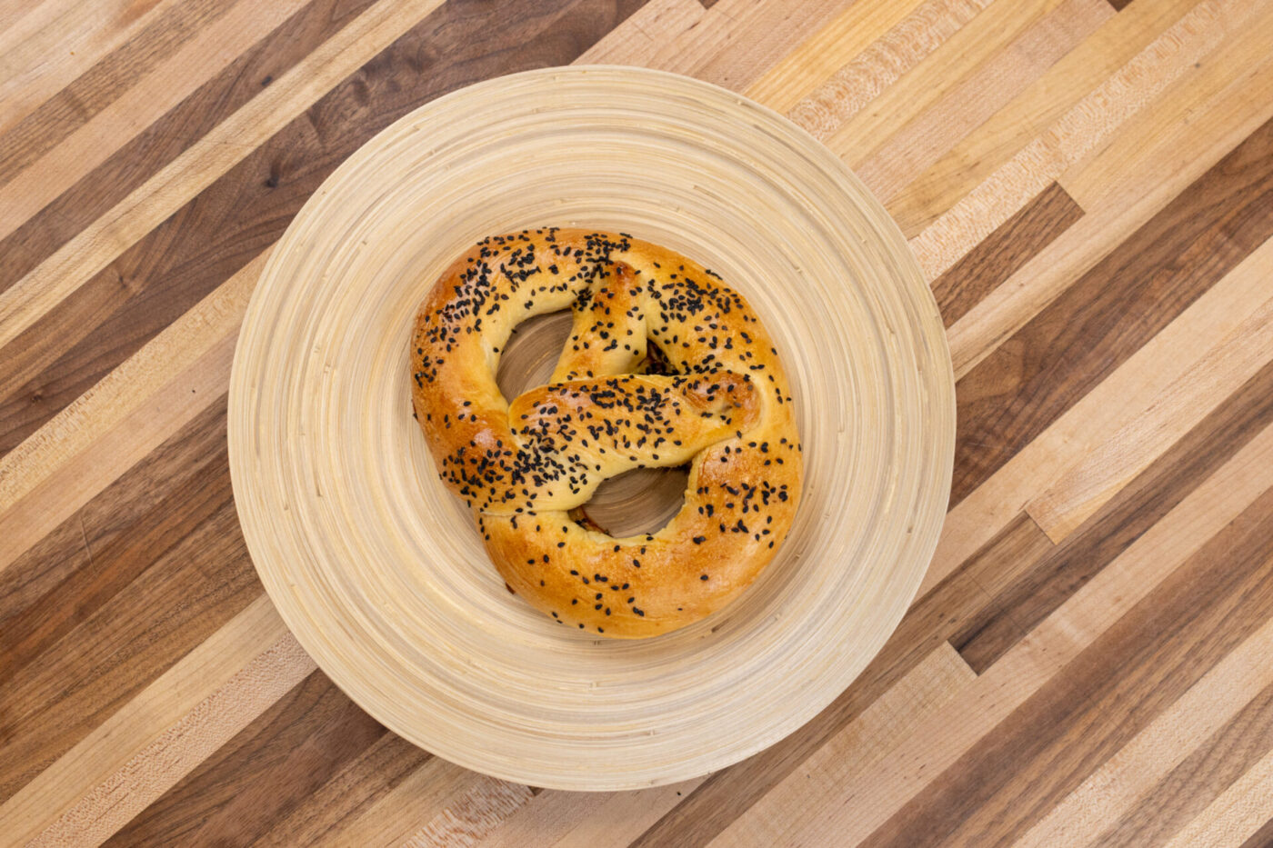 Czech Soft Pretzel Preclik  with Black Sesame Seeds