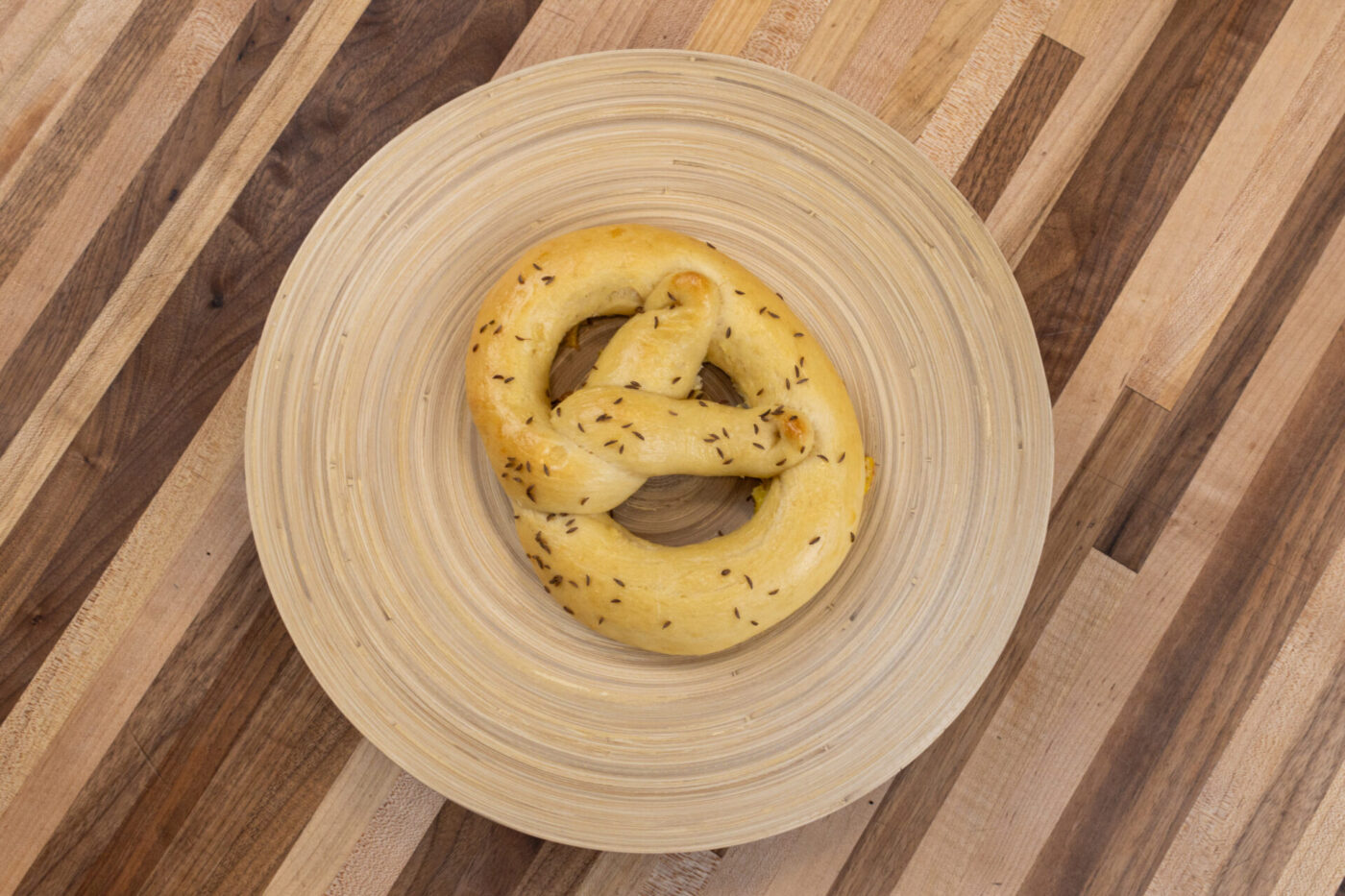 Czech Soft Pretzel Preclik with Caraway Seeds