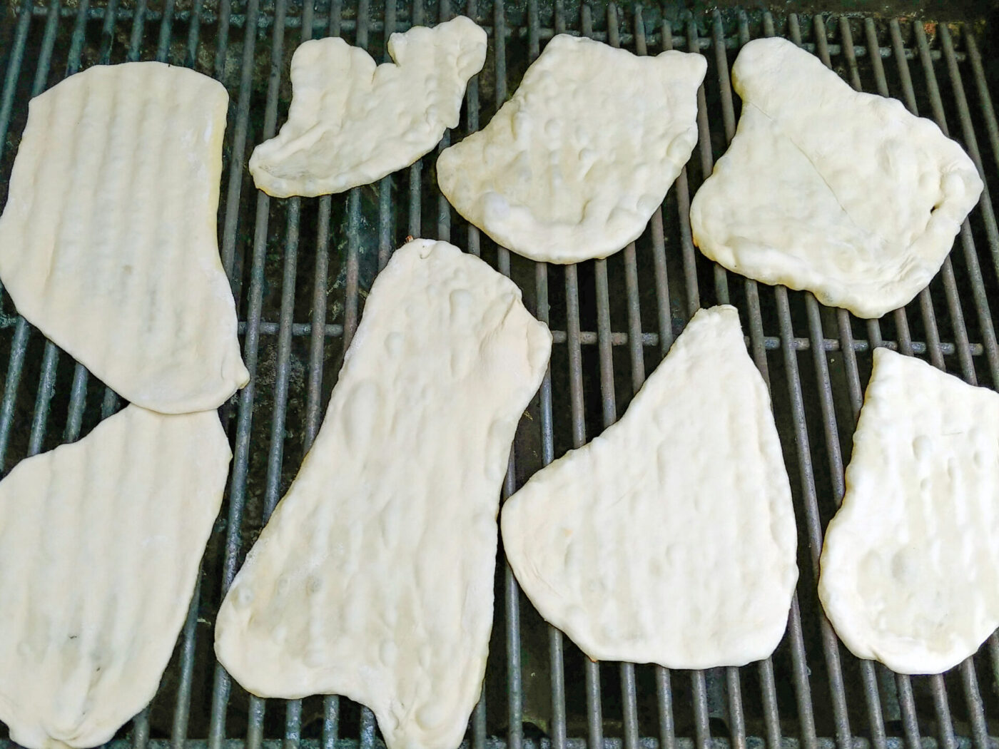 Preparation of the Garlic Naan Bread Recipe on the grill
