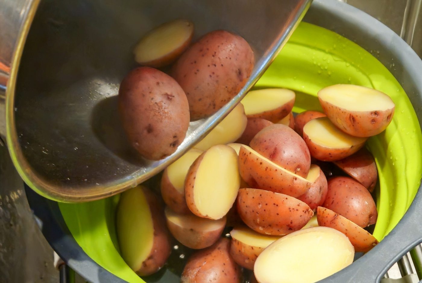 Baby Red Potatoes with Butter - Cooking