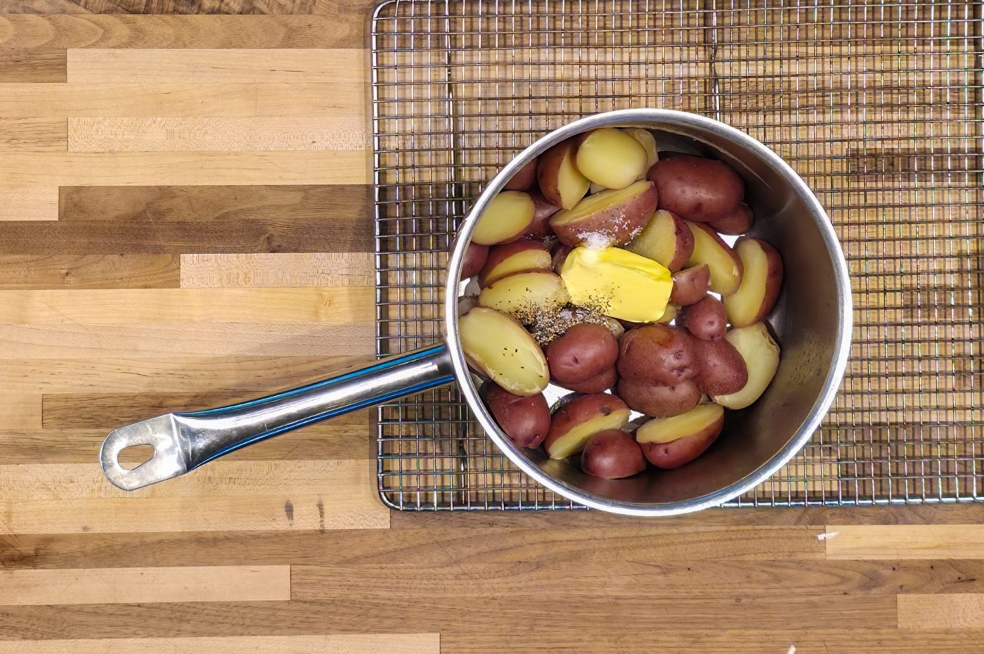 Baby Red Potatoes with Butter - Final Phase of Baby Red Potatoes with Butter Preparation